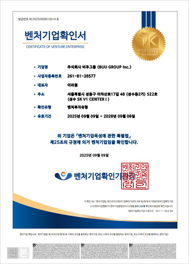 Certificate of Venture Business